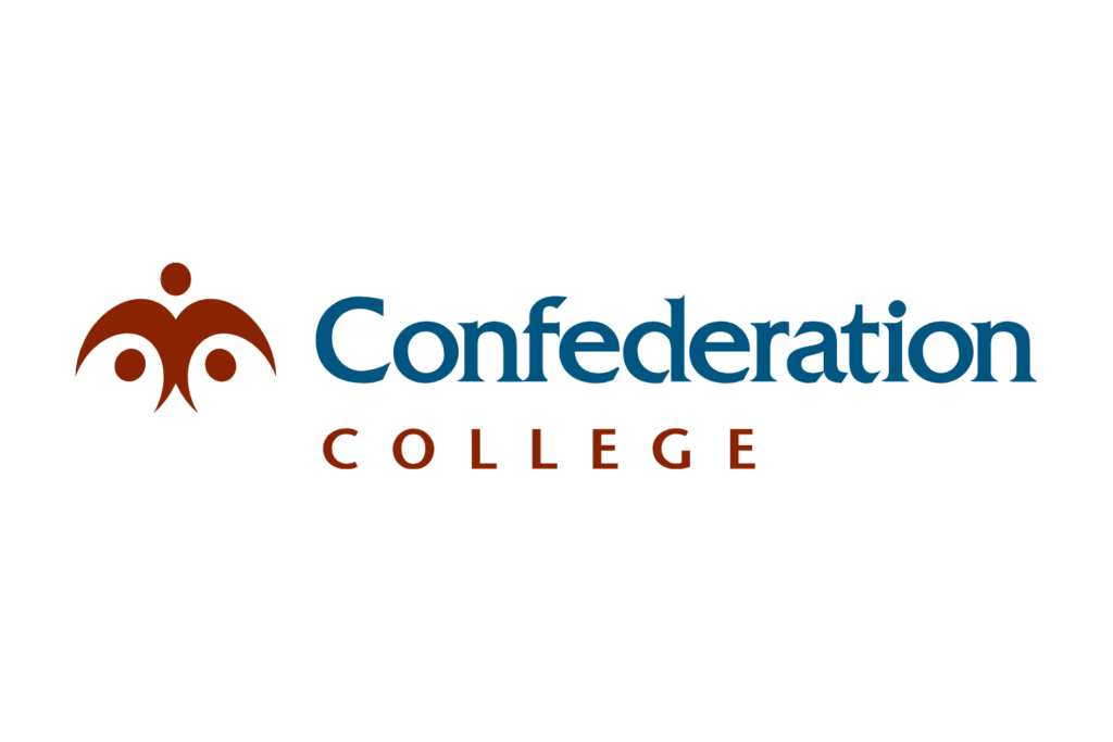 Confederation College logo: orange abstract emblem to the left, blue 'Confederation' wordmark, and orange 'COLLEGE' below.