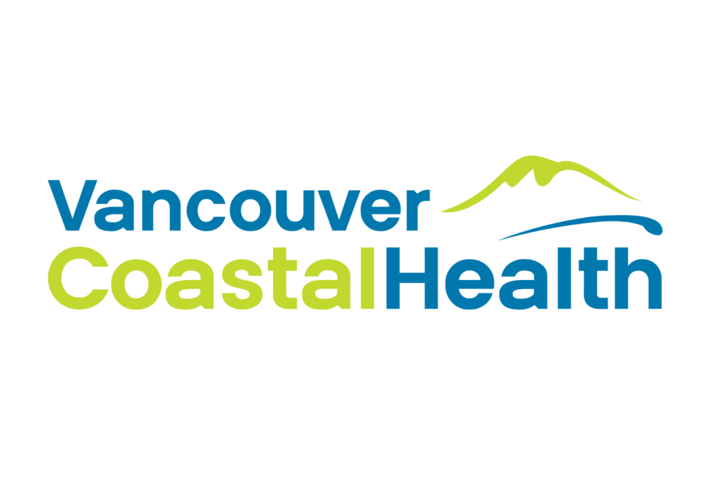 Vancouver Coastal Health logo with lime-green and blue wordmark and a stylized lime mountain motif on the right.