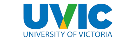 UVIC logo: bold blue letters with a green V and yellow triangle, and 'University of Victoria' in blue underneath.