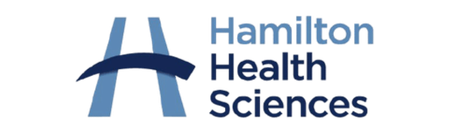 Hamilton Health Sciences logo: a blue stylized H symbol beside the blue text 'Hamilton Health Sciences'.
