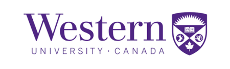 Western University Canada logo: purple wordmark with a shield crest